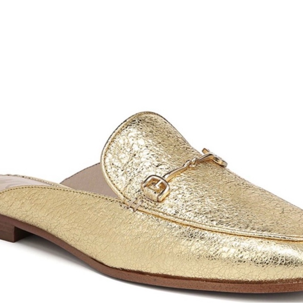 Sam Edelman Linnie Gold Leather Horsebit Mule Loafers